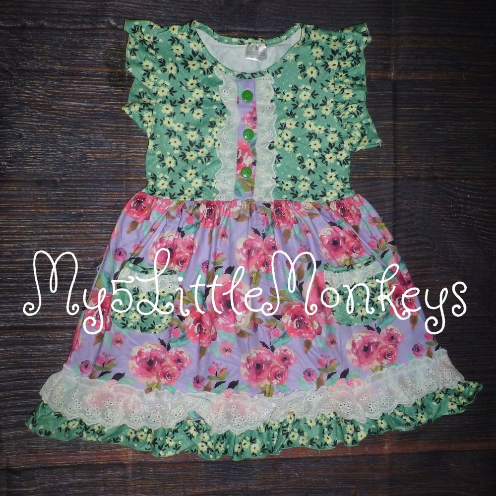 Boutique Girls Sleeveless Floral Ruffle Dress